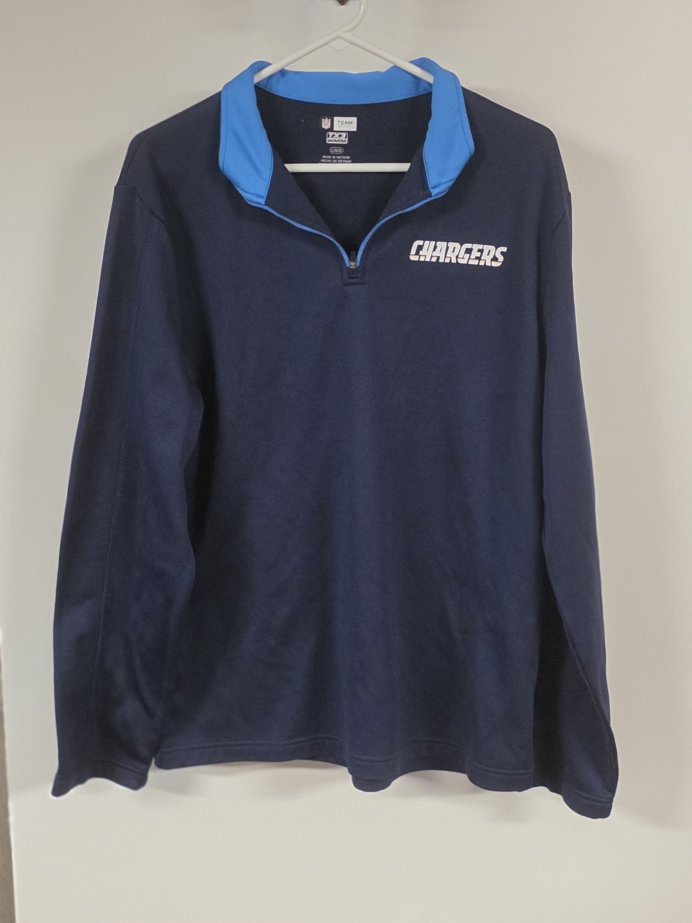 Chargers Navy Quarter-Zip Pullover with Light Blue Collar